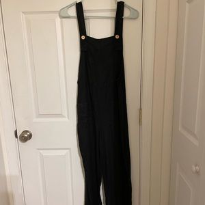 MATE the Label RARE 100% Organic Linen Overalls, Small Black